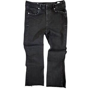 Zara Womens Black High Rise Cropped Flare Raw Hem Jeans Size 12 EUR 44
